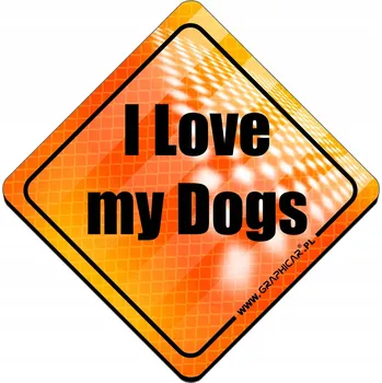 MAGNET REFLEXNÍ PŘÍVĚSEK I LOVE MY DOGS ORANŽOVÝ - DOBŘE VIDITELNÝ