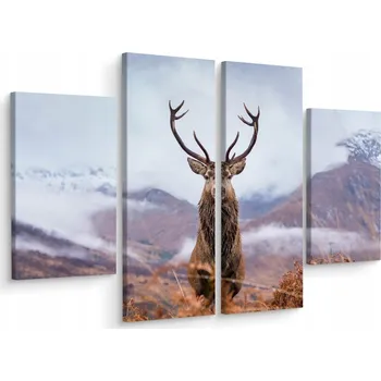 Obraz Čtyřdílný obraz JELEN v horách, 3D krajina, 80x60 cm