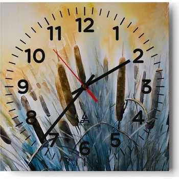 Hodiny Kuchyňské nástěnné hodiny 30x30 Rákosí Skleněné hodiny do obýváku Moderní Tiché