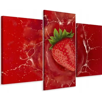 Obraz Obraz Tryptych JAHODA Červená Jahoda Ovoce 3D 60x40