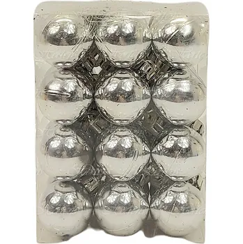 Vánoční dekorace Vánoční Baňky na vánoční stromeček, plastové vánoční ozdoby, 2.5 cm, 36 Ks, stříbrná barva