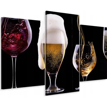 Obraz Obraz Tryptych Skleničky PIVO Šampaňské Víno 90x60
