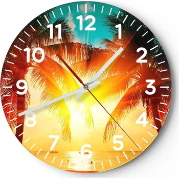 Hodiny Kuchyňské nástěnné hodiny 30x30 Krajina Moderní Skleněné hodiny do obýváku Tiché