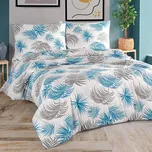 Povlečení PALMI, palmové listy, modré, bavlna hladká, 140x200cm + 70x90cm
