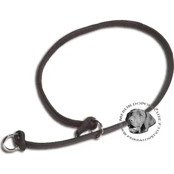 Obojek pro psa MZ - potřeby pro lovecké psy Obojek stahovací kulatá kůže tmavě hnědý Velikost: 60cm