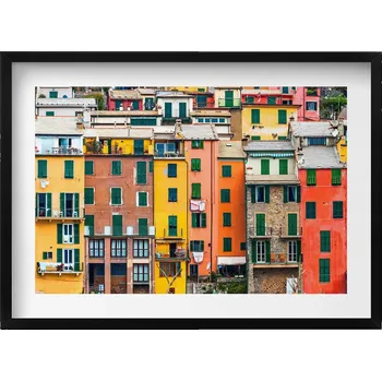 Obraz Dekorativní obraz v rámu do obýváku Barevné budovy architektura 70x50 cm
