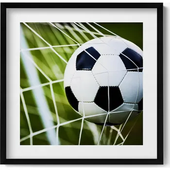 Obraz Nástěnný dekorativní obraz v černém rámu s grafikou Míč v brance 50x50 cm