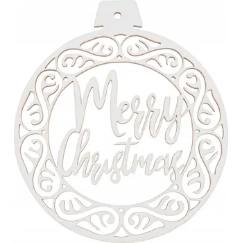Vánoční ozdoba VÁNOČNÍ KOULE NA VÁNOČNÍ STROMEK ozdoba MERRY CHRISTMAS BÍLÁ eko