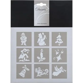 Vánoční dekorace VÁNOČNÍ ŠABLONA NA UMĚLÝ SNÍH NA OKNO x9 18,5 x 25 cm bílá 9 ks