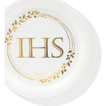 Talíř IHS Papírové talířky 23cm sada 6 ks První Svaté Přijímání Talíř