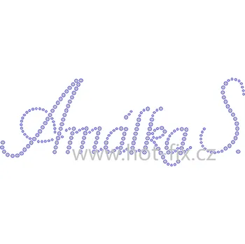AMÁLKA S. II. - jméno nažehlovací hot-fix kamínková aplikace na textil, rozměr cca 18,4x6,7cm barva: kameny barva 101 Crystal /stříbrná