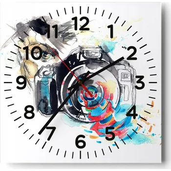 Hodiny Kuchyňské nástěnné hodiny 30x30 Abstrakce Skleněné hodiny do obýváku Moderní Tiché