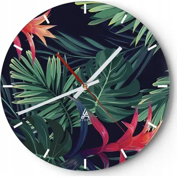 Hodiny Nástěnné hodiny do kuchyně 30x30 Květiny Skleněné hodiny do obýváku Loft Tiché