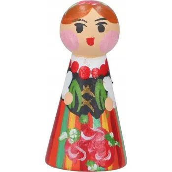 Obraz Dřevěná panenka v lidovém stylu se zeleným šátkem