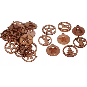 Vánoční dekorace Dřevěné ozdoby MIX vánoční baňky D25