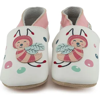 Capáčky LAIT ET MIEL Kožené capáčky s včelkou 0-6 měsíců Bílá 17-18