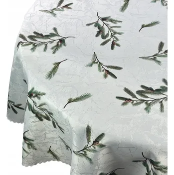 ubrus Ubrus Odolný Skvrnám Vánoční Zimní Stříbrný Borovice Stromek Kulatý prům. 160 cm
