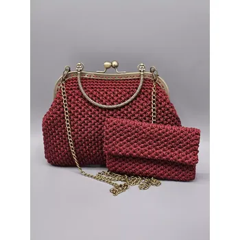 Kabelka Luxusní kabelka vintage - vínová Kabelka s pouzdrem na doklady