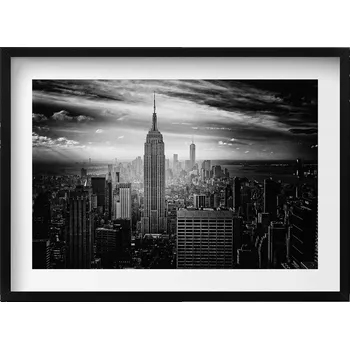 Obraz Dekorativní obraz v černém rámu do obýváku Budovy New Yorku 70x50 cm