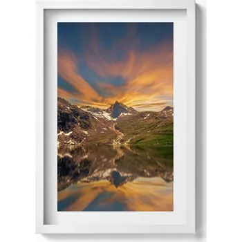 Obraz Obraz v rámu na zeď Horské jezero a západ slunce 40x60 cm