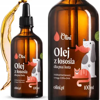 Lososový olej pro psy a kočky Omega-3 lisovaný za studena Olini 100 ml