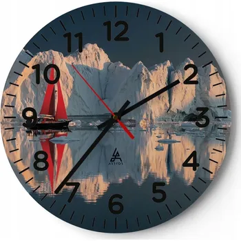 Hodiny Nástěnné hodiny do kuchyně 30x30 Ledovec Skleněné hodiny do obýváku Loft Tiché