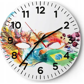 Hodiny Kuchyňské nástěnné hodiny 30x30 Maska Moderní skleněné hodiny do obýváku Tiché