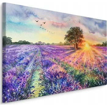 Obraz Obraz Levandulové Pole Malované Akvarelem 3D 70x50