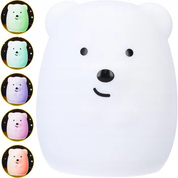 Lampička Noční lampa Gockowiak bílá silikonová s dálkovým ovládáním LED 9 barev