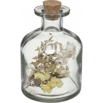 umělá květina Láhev se sušenými květinami 8x11 cm - žluté květy