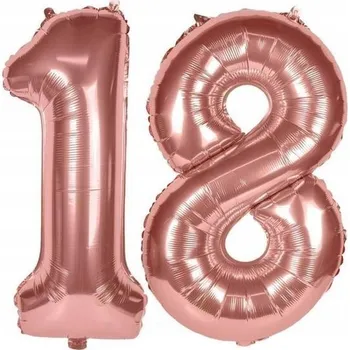 Balónek SADA BALÓNKŮ ČÍSLO 18 RŮŽOVÉ ZLATO 100 CM NAROZENINY
