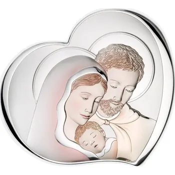 Obraz Stříbrný obraz Svaté Rodiny moderní srdce | Rozměr: 10.5x9 cm