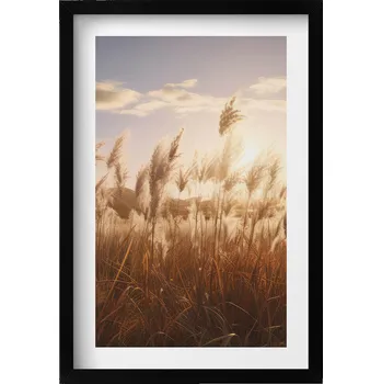 Obraz Moderní nástěnná dekorace Romantický západ slunce nad trávou 40x60 cm