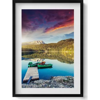 Obraz Dekorativní nástěnný obraz s černým rámem a grafikou loft Krajina řeky 50x70 cm