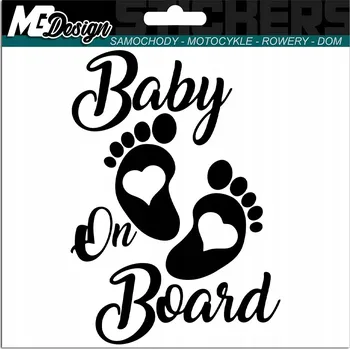 Samolepicí dekorace na vozidlo NÁLEPKA na auto BABY ON BOARD DÍTĚ STOPY 11x15
