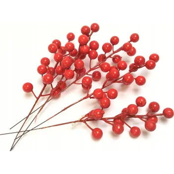 umělá květina JEŘABINA ČERVENÁ na drátku 5ks doplněk dekorace sváteční dekorace