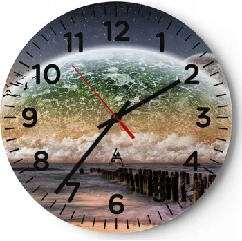 Hodiny Nástěnné hodiny do obýváku 40x40 Krajina Kulatý Skleněné hodiny Loft Tiché