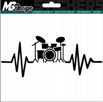 Samolepicí dekorace na vozidlo SAMOLEPKA na auto PULS ŽIVOTA BICÍ SOUPRAVA DRUMS 6x15