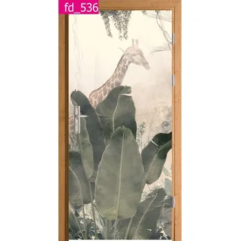 Fototapeta DŽUNGLE LISTY ZVÍŘATA DÝHA NA DVEŘE FÓLIE