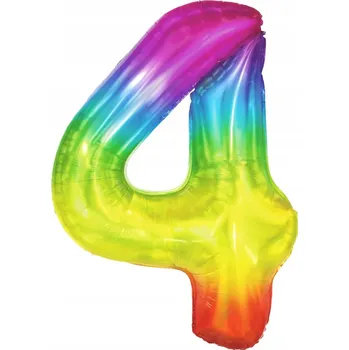 Balónek Fóliový balónek OMBRE číslice 4, narozeninový, duhový, XXL