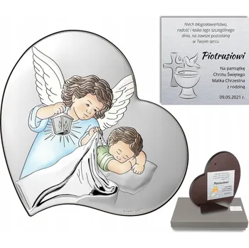 Obraz Stříbrný obrázek Anděl strážný nad dítětem v srdci