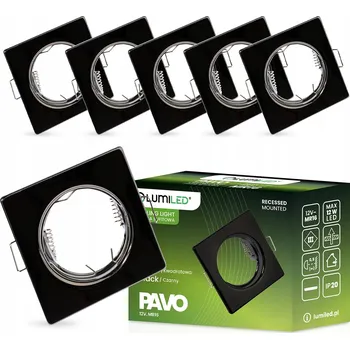 6x Halogenové svítidlo pod omítku Stropní Svítidlo Čtvercové Pevné Černé GU10