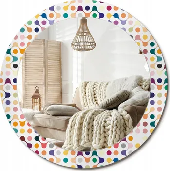 Zrcadlo Dekorativní zrcadlo s ozdobným kulatým rámem Pop art puntíky, průměr 70 cm