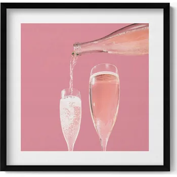 Obraz Závěsný obraz rámeček černé barvy Růžové šampaňské v glamour stylu 50x50 cm