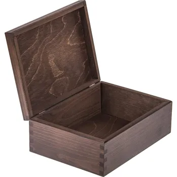 Úložný box KRABIČKA dřevěná KONTEJNER 22x16 cm DECOUPAGE hnědá