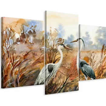 Obraz Obraz Tryptyk JEŘÁB a Čáp Akvarel 3D 60x40