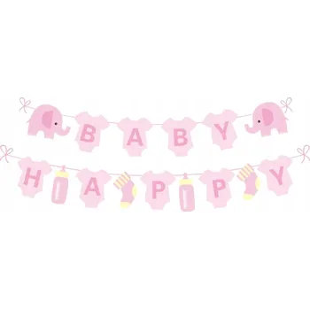 BANNER NA BABY SHOWER SLON RŮŽOVÝ PRO HOLČIČKU 3 M