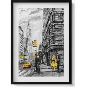 Obraz Dekorace obraz s grafikou v krásném rámu Ulice Empire State Building 50x70 cm