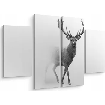 Obraz Čtyřdílný obraz ZVÍŘE v mlze Jelen 3D 80x60