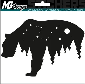 Samolepicí dekorace na vozidlo NÁLEPKA na auto MEDVĚD BEAR LES HVĚZDY 10x15 cm